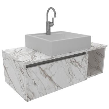 Imagem de Gabinete Com Cuba Para Banheiro Bn3600x01 Marmore Branco