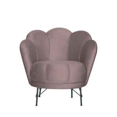 Imagem de Poltrona Flor Premium Pétalas Suede Rosê Pés Em Ferro - Larbelle Móvei