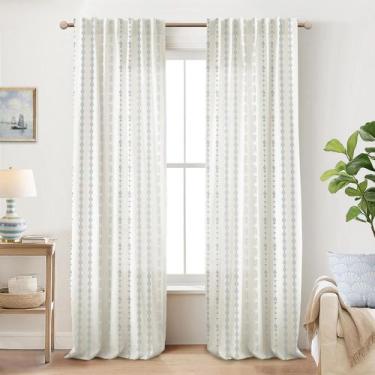 Imagem de Conjunto de cortinas Lino Rosa Boho Floral Linen 213cm com 2 painéis