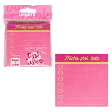 Imagem de BLOCO ADESIVO PINK VIBES LISTA COM 100 FOLHAS LEOARTE
