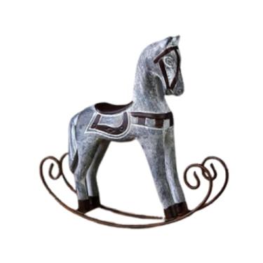 Imagem de Generic Estátua de Cavalo de Balanço de Madeira, Estatueta Decorativa, Escultura Portátil Colecionável para Decoração de Sala de Estar ou Prateleira, Cinza