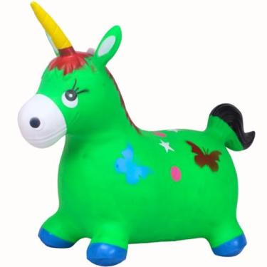 Imagem de Brinquedo Upa Upa Unicórnio Verde Pula Pula Musical de Borracha C/Som e Luz - Castela