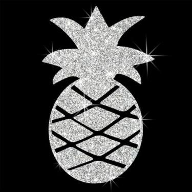 Imagem de Adesivo de decalque brilhante de abacaxi brilhante em PVC autoadesivo para carros, laptops, motocicletas, parede, janela, bagagem, capa de arranhão, porta, multisuperfície (branco)