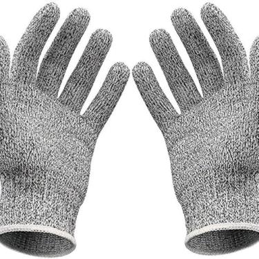 Imagem de Luva Anti-Corte Profissional, Nível 5 de Proteção, Cinza, Polietileno e Spandex, Tamanho Médio, 23cm, Para Cozinha e Mecânica, Antibacteriana, Resistente a Cortes