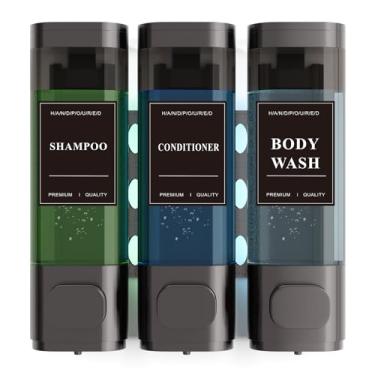 Imagem de Dispensador de xampu e condicionador – Dispensador de sabão de chuveiro montado na parede, instalação sem broca, bloqueável, capacidade de 900 ml, para banheiro e hotel ou Airbnb (cinza arma, pacote