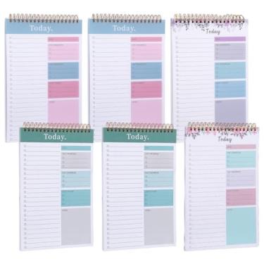 Imagem de Pacote com 6 cadernos, agenda diária de 16,5 x 25 cm, bloco de anotações, 52 folhas em espiral para planejador de hoje, bloco de notas para plano diário sem data, para sala de aula, casa, escritório