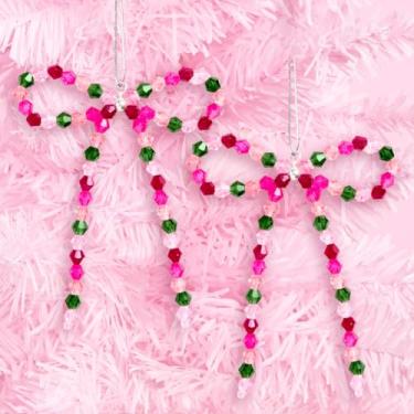 Imagem de xo, Fetti Conjunto de enfeites de laço com contas – 6 peças | Decorações femininas de árvore de Natal, artigos de festa de fim de ano, lindo presente de inverno, material de meia