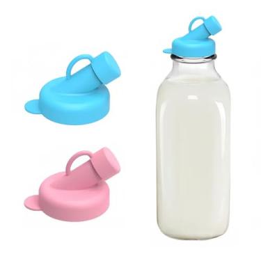 Imagem de 2 peças de tampas de silicone para garrafa de leite, tampas de substituição de garrafas de leite de vidro com 48 mm de diâmetro, tampas de substituição, à prova de vazamento, herméticas