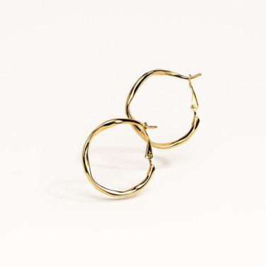Imagem de Brinco Argola Redonda Torcida Dourada Prateada Antialérgico Bijuteria 