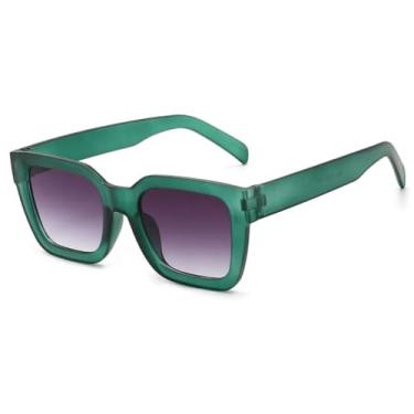 Imagem de JRLLFD Óculos de sol femininos de luxo, armação grande, masculino, feminino, UV400 (verde, gradiente, cinza)