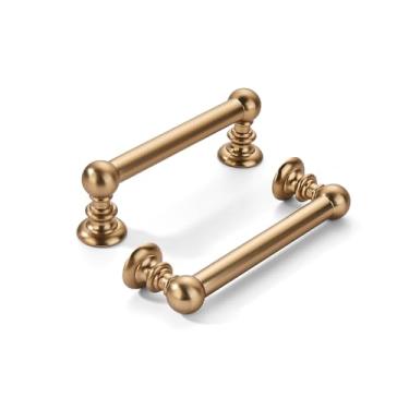 Imagem de khtumeware Pacote com 2 3 polegadas (76 mm) buraco central champanhe bronze armário puxa ferragens sólidas de armário de cozinha resistente para gavetas, penteadeira, alça de banheiro