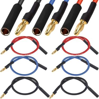 Imagem de DKARDU 6 peças 4 mm ouro banana cabo conector 4 mm banana bala plugue macho fêmea adaptador cabo de extensão, para motor ESC, RC sem escova