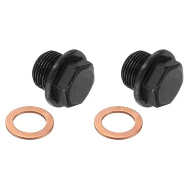 Imagem de PATIKIL M18 x Encaixe de plugue de tubo métrico de 1,5 mm, 2 peças de soquete de cabeça hexagonal externa flange macho conector adaptador de tampa de tubo com arruela de cobre para vedação de óleo gás