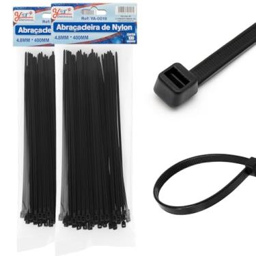 Imagem de 200 Abraçadeira Preta Nylon 4,8x400mm Fita Hellermann Plástica Enforca Gato Alta Resistência