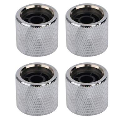 Imagem de XUXHOU Metal Baixo Botão Cúpula Requintado Escudo Incrustado Tom Controle de Volume Peças Guitarra para Entusiastas da Guitarra 4pcspack (Prata)