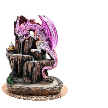Imagem de Zvaiuk Dragon Backflow Queimador de incenso 2 lados cachoeira montanha, suporte de incenso de fumaça com cones de incenso de refluxo, pinças, tapete, resina aromaterapia meditationvaiuk (roxo)