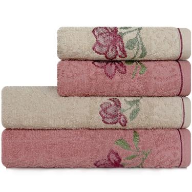 Imagem de Jogo de Toalhas 4 Peças Banho e Rosto 100% Algodão Karsten Encanto