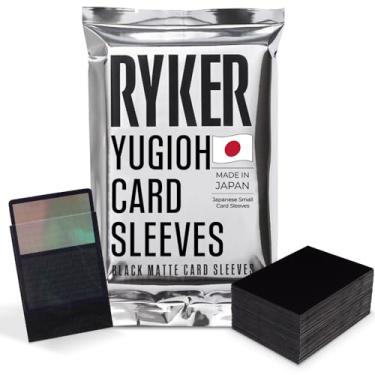 Imagem de Ryker Mangas de cartão tamanho japonês foscas projetadas para Yu-Gi-Oh, Cardfight Vanguard e outros TCGs (pacote com 100, preto)