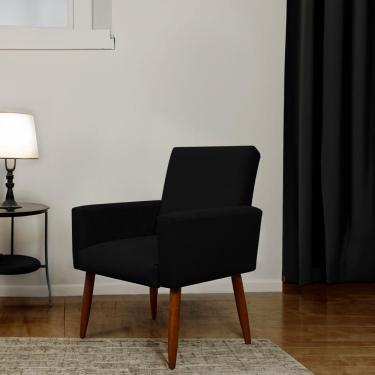 Imagem de Poltrona Decorativa Para Sala E Quarto Nina Suede Herrero Cor:preto