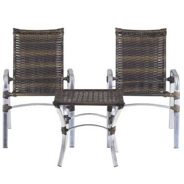 Imagem de Jogo 02 Cadeiras E Mesa De Alumínio área Externa Piscina Pedra Ferro