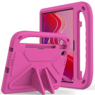 Imagem de Capa para Lenovo Tab 10.1 2025, leve, à prova de choque, com alça de ombro, capa infantil para Lenovo Tab 25.7 cm (TB311XU / TB311FU) (rosa vermelha)