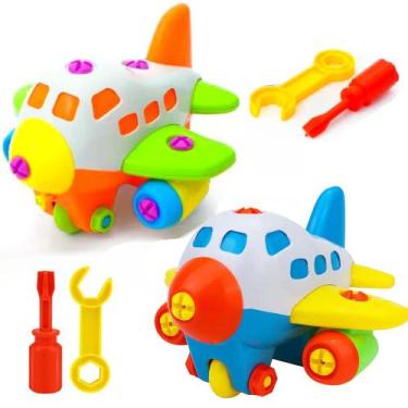 Imagem de Brinquedo Educativo Avião de Montar com Chave Kit C/2 - OM Utilidades