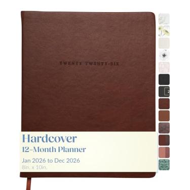 Imagem de WORLD TRAVELER Agenda 2026 semanal e mensal – 20 x 25 cm, capa dura, agenda de janeiro e dezembro, agenda diária 2026, tamanho 20 x 25 cm, marrom 2026