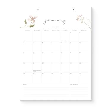 Imagem de Karto Calendário versátil 2026 - vertical 21,5 x 28 cm de janeiro de 2026 a junho de 2027 - planejamento fácil com o calendário mensal estético - Flores