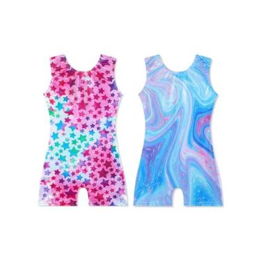 Imagem de Collants de ginástica EQSJIU Star Marble com shorts de 6 a 7 anos, pac