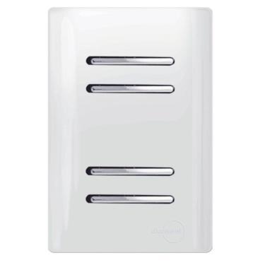 Imagem de 4 Interruptores Simples Cromado Com Placa 4x2 Branco - Dc-1200172 - Novara