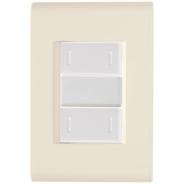 Imagem de Cj Placa Dois Interruptor Duplo Liz Bege Tramontina Completo Pronto Tramontina