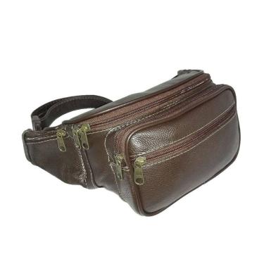 Imagem de Pochete De Couro Masculina Grande Espaçosa