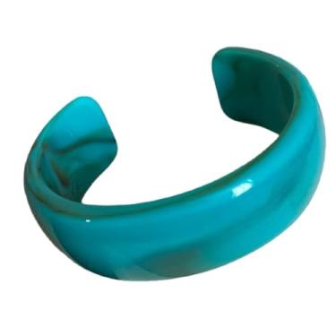 Imagem de KIFEDSLJ Pulseira aberta de resina acrílica colorida, geométrica, grossa, fina, larga para mulheres, joias de férias, diameter:8cm, Resina, Sem pedra