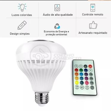 Imagem de Lâmpada Led 12W E27 Rgb Colorida Com Caixa De Som