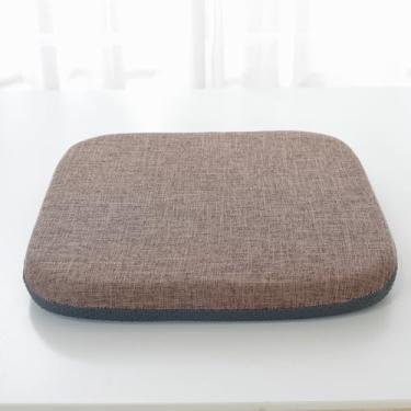 Imagem de Huierxun Almofada de cadeira de espuma viscoelástica de alta resiliência 33 x 33 x 5 cm, conjunto de 2 almofadas quadradas para cadeira e capa lavável, almofadas antiderrapantes para sala de jantar