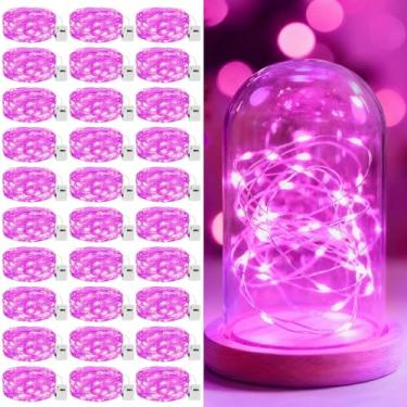 Imagem de litogo Pacote com 30 luzes LED de fadas operadas a pilha, 2 m de LED, 3 modos, mini luzes cintilantes, luz estrelada à prova d'água para casamentos, potes de pedreiro, festas, decorações de Natal