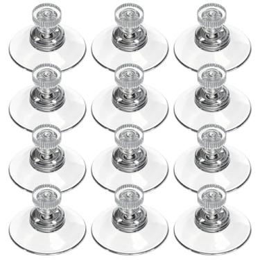 Imagem de Fyntave Pacote com 12 ventosas de parafuso transparentes de 32 mm para tampos de mesa de vidro, suporte de sucção adesivo forte com porca de parafuso para banheiro, parede, janela, carro, persiana