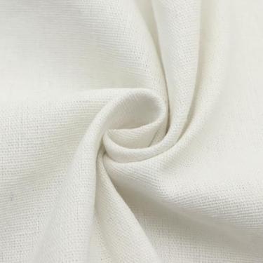 Imagem de David accessories Tecido de linho de algodão e poliéster 99 x 149 cm Tecido de linho de cor lisa lisa para bordado, costura, saias, bolsa, bordado, toalhas de mesa e artesanato (branco)