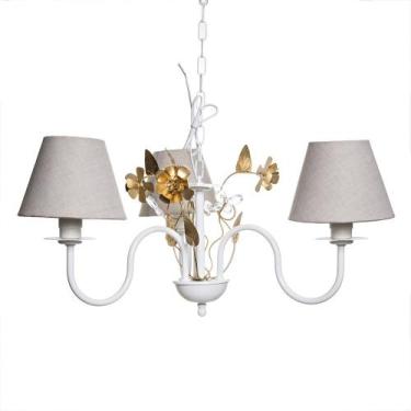 Imagem de Lustre 3L Floral Dourado Quarto Bebê Infantil Menina Menino - Potinho 