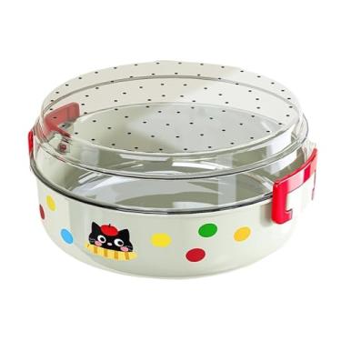 Imagem de Bandeja de frutas com tampa | Bandeja de festa para servir | Organizador de armazenamento de alimentos de camada dupla com drenagem, acessórios de mesa de centro para nozes, doces, vegetais