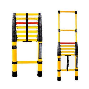 Imagem de OKUOKA Escadas, escada telescópica resistente não condutora com proteção de dedo, escada retrátil dobrável multiuso / 4,5 m