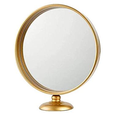 Imagem de Espelho Cosmético, Espelhos de Mesa com Suporte, Hd Redondo Simples Estilo Europeu Acabamento Terno para Banheiro ou Quarto Mesa Espelho de Beleza Espelho Pequeno, A-5 cm