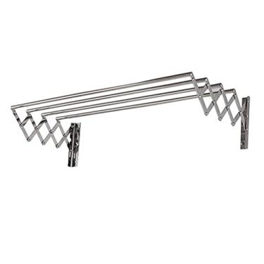 Imagem de EESCZVGBDX Escorredor telescópico dobrável de cavalo para secar na parede de banho aço inoxidável extensível economia de espaço 4 trilhos prata The New