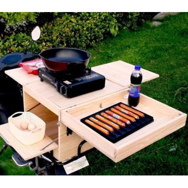 Imagem de JYXYXSCP Caixa de banco de cauda de bicicleta mercado noturno caixa de bateria lanche bicicleta motocicleta cauda caixa de madeira, para barracas, mercados noturnos, vendas de lanches (cinco lados)