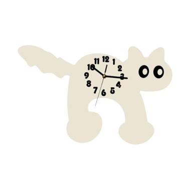 Imagem de Ｂｅｓｇａ Relógio de parede de desenho animado, relógio de parede decorativo moderno e criativo com gato, silencioso, para ambientes internos, jardim de, Bege