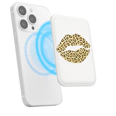 Imagem de Suporte de cartão magnético para iPhone, capa fina de couro PU, capa traseira para cartão, acessório de telefone fofo