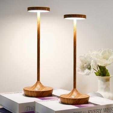 Imagem de Tpczqj Luminárias De Mesa Sem Fio Recarregáveis, Lâmpada Led Portátil Fio, Bateria 6000 Mah, Controle Por Toque, Luz Noturna Com 3 Temperaturas Cor E Regulagem Contínua Para Restaurantes Ao Ar Livre