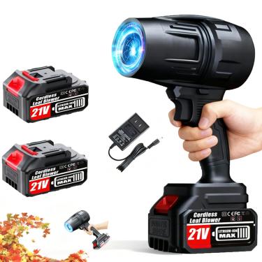 Imagem de Leaf Blower Cordless with Battery and Charger, 400000RPM Lightweight Handheld Leaf Blower, 2 X 4.0Ah Batteries Design,Blower for Patio Cleaning,car Blowing Water, Blowing Leaves and Dust - Dark