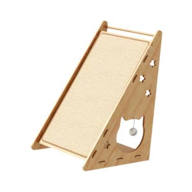 Imagem de IEUDNS Cat Scratcher, rampa de arranhões, rampa de riscos de gatinhos, esconderijo para proteção de parede e sofá, casa de gatos com suportes de madeira, Sem Bola