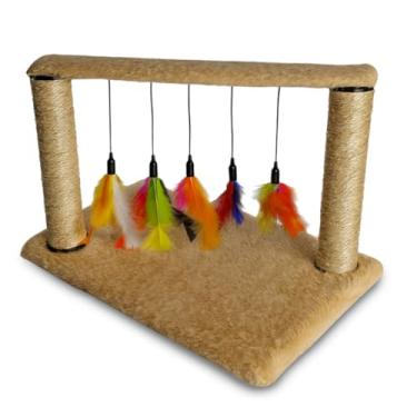 Imagem de Brinquedo Para Gatos Arranhador Poste Duplo Sisal Interativo (Bege)